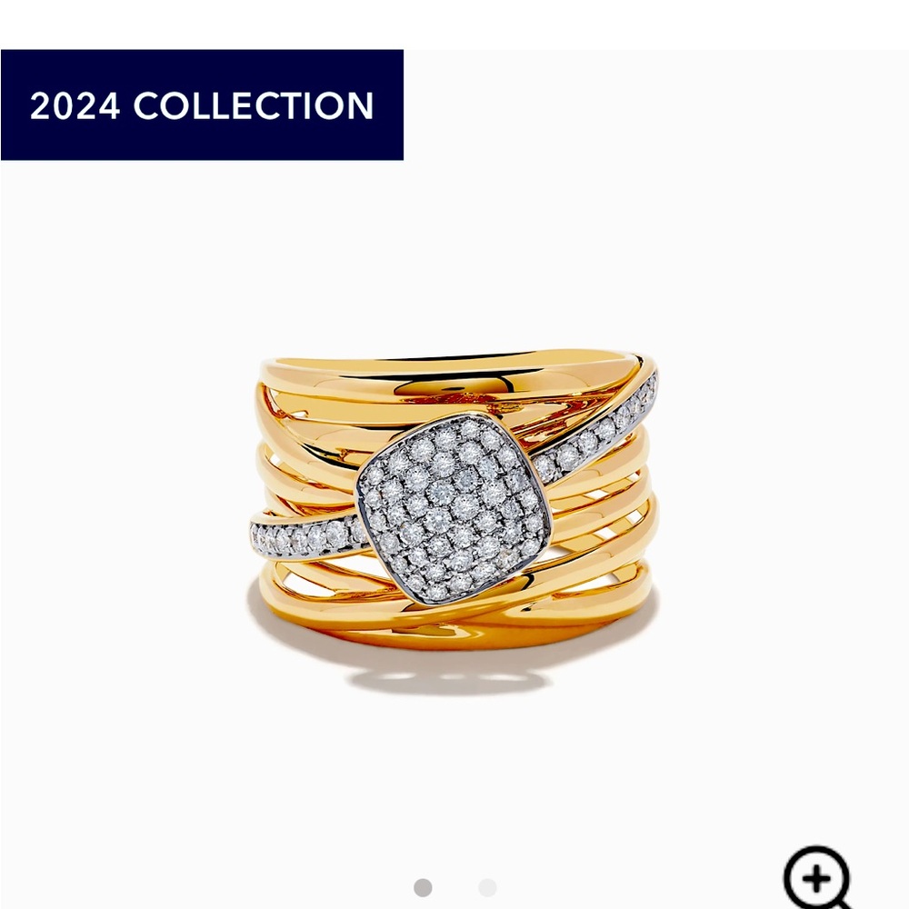 Effy D’Oro 14k yellow gold diamond crossover ring 0.47TCW brought 1/24 size 7